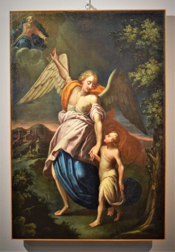 Guardian Angel - 17th century Lombard Master - Paintings & Drawings Style Louis XIV
